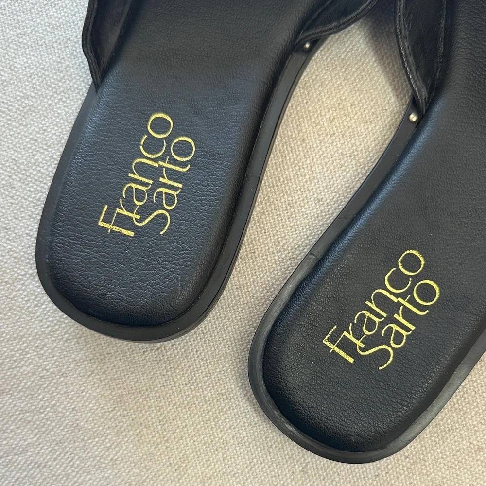 NWOT Franco Sarto Black Leather Slide Sandals size 6.5 - Picture 5 of 6
